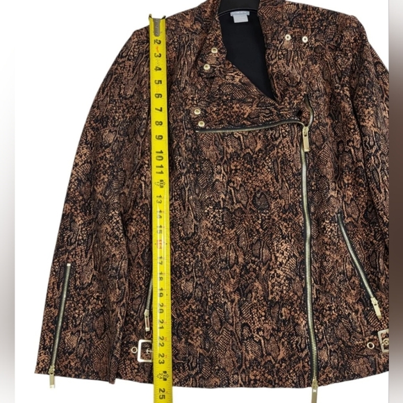 Chicos Motto Jacket Travelers Collection Snake Print Accent Zippers - Picture 3 of 9